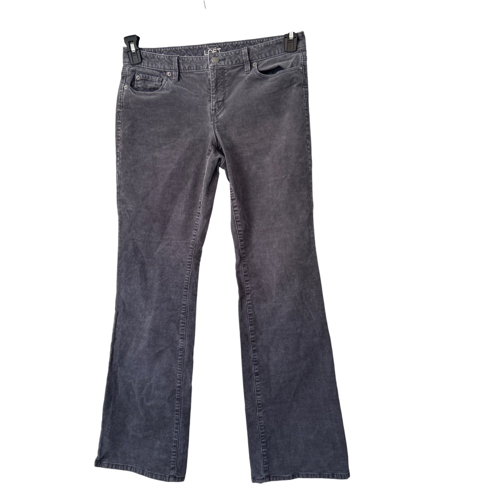 Ann Taylor LOFT Curvy Bootcut Corduroy Pants Gray Size 8‎ 29r Mid Rise Charcoal